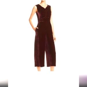 Rebecca Taylor size 8 burgundy velvet jumpsuit
